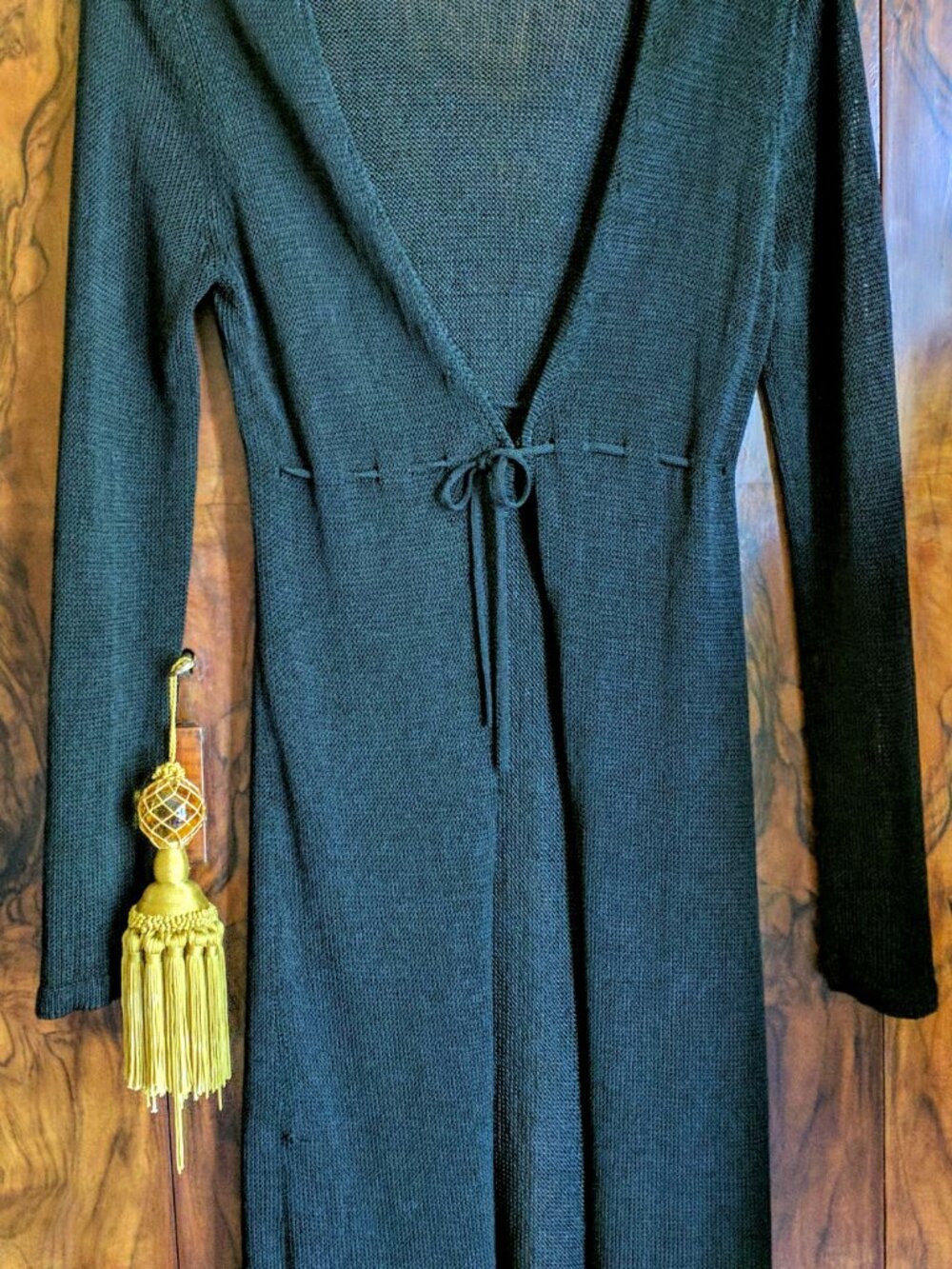 Black knit long cardigan size S